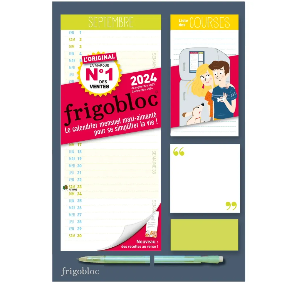Frigobloc Mini calendrier famille mensuel sept 2023-déc 2024