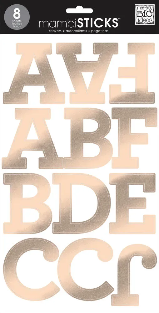 Happy Planner Alphabet Majuscules stickers lettres rose gold