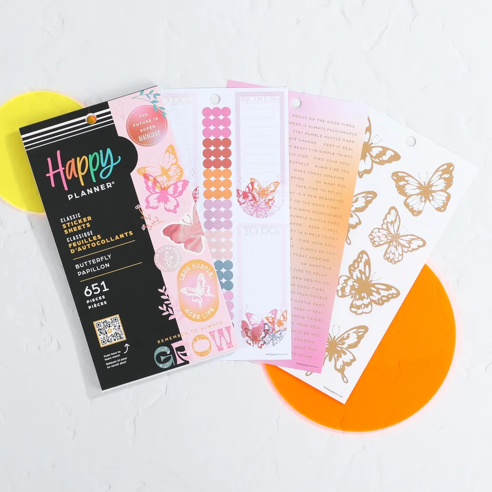 Happy Planner Butterfly Bliss stickers value pack 651 rose