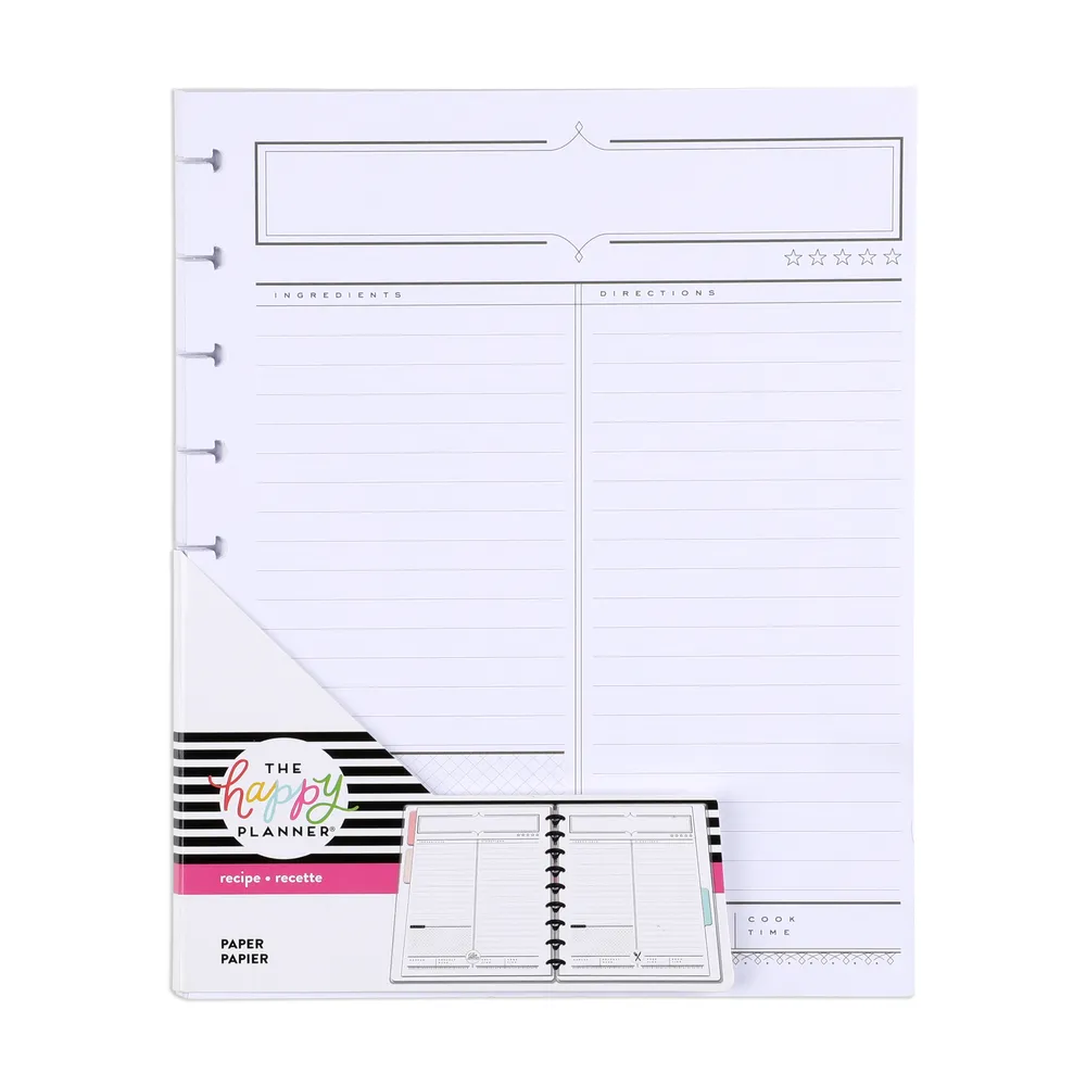 Happy Planner Classic Recipe recharge agenda à anneaux 40 pages