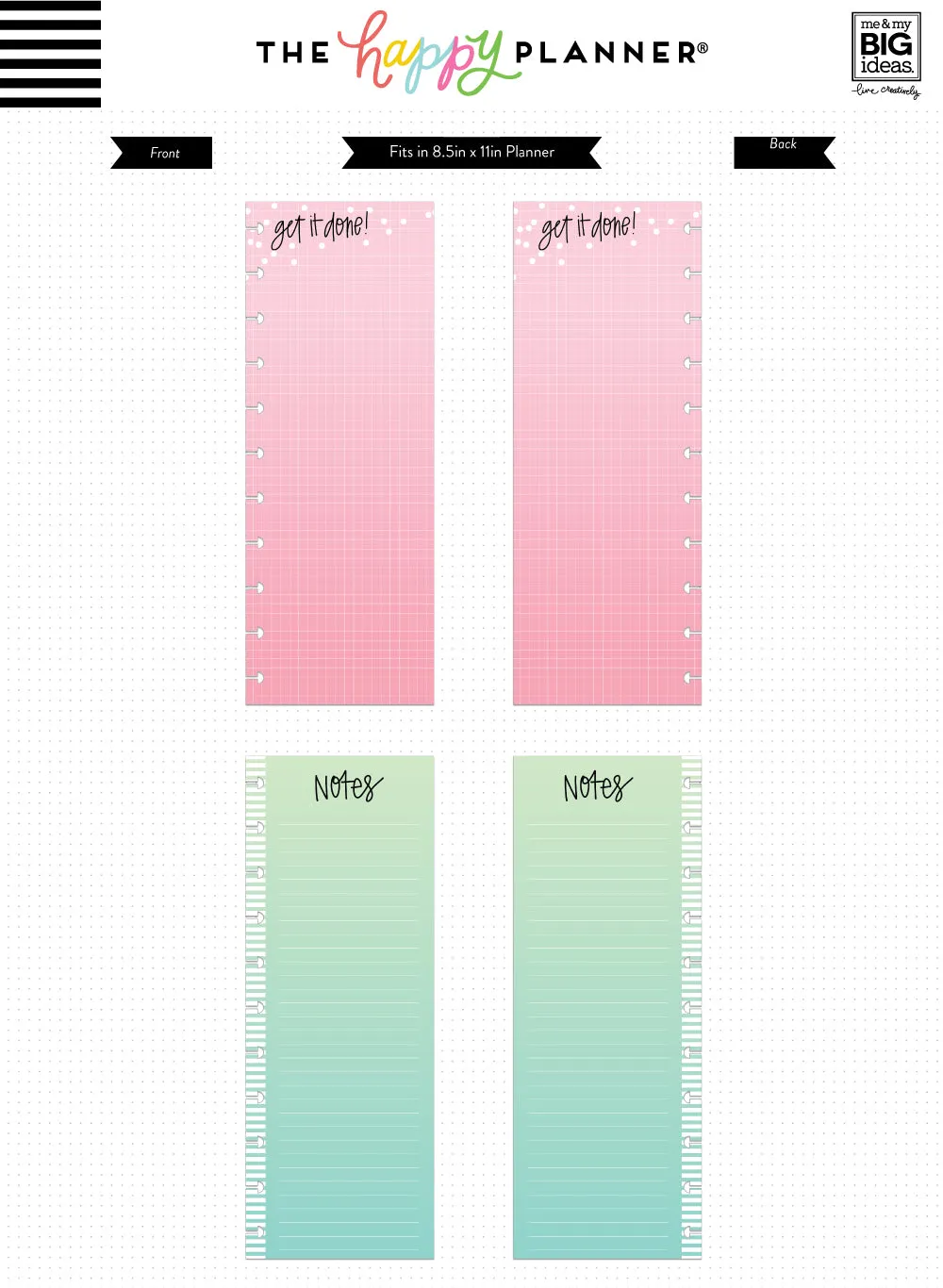 Happy Planner Colored Paper recharge papier Big 60 feuilles