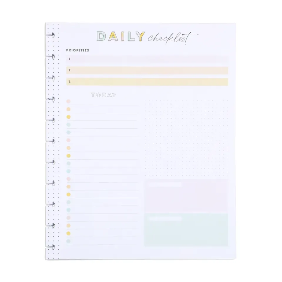 Happy Planner Big Daily Checklist and Priorities recharge 40 feuilles