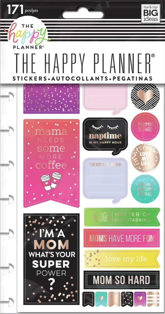 Happy Planner Mom Boss autocollants 5 planches 171 pièces