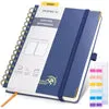 Poprun WH145D carnet bullet journal bleu marine papier épais