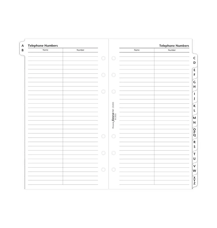 Filofax Classic répertoire A-Z Personal adresses anglais