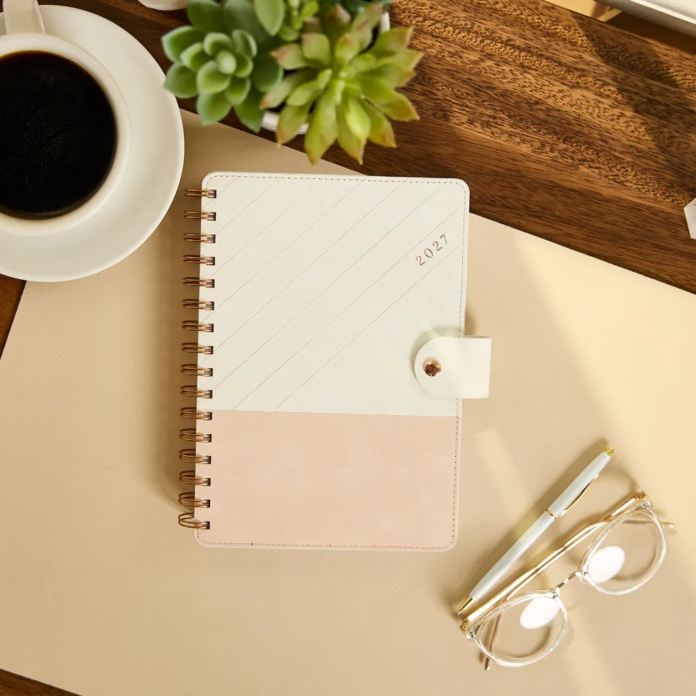 Citrine Ivory Diagonals agenda 2027 A5 spirale pro 12 mois