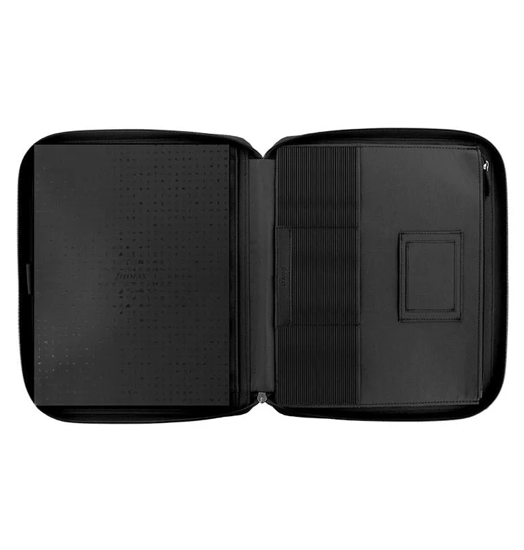 Filofax Saffiano folio zippé A4 noir avec notebook ligné