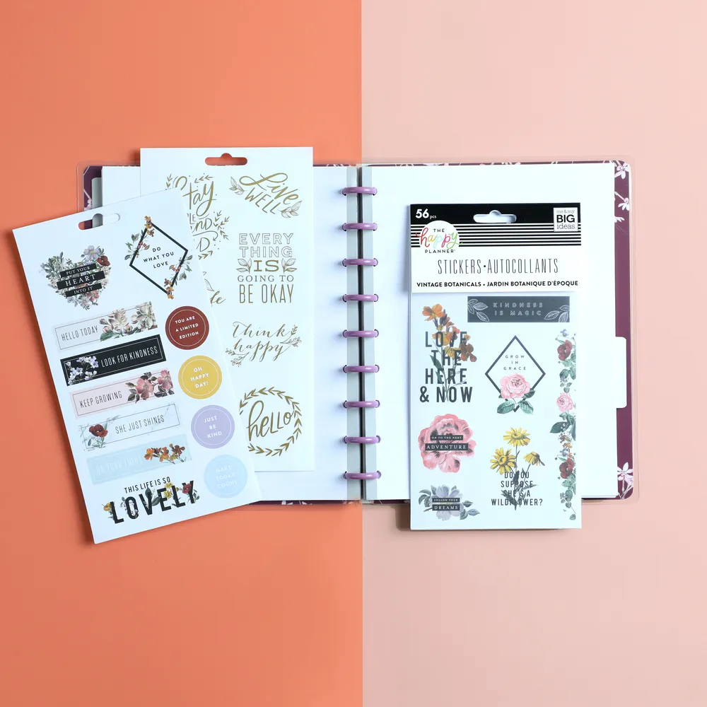 Happy Planner Spring Botanicals bundle carnet stickers floral
