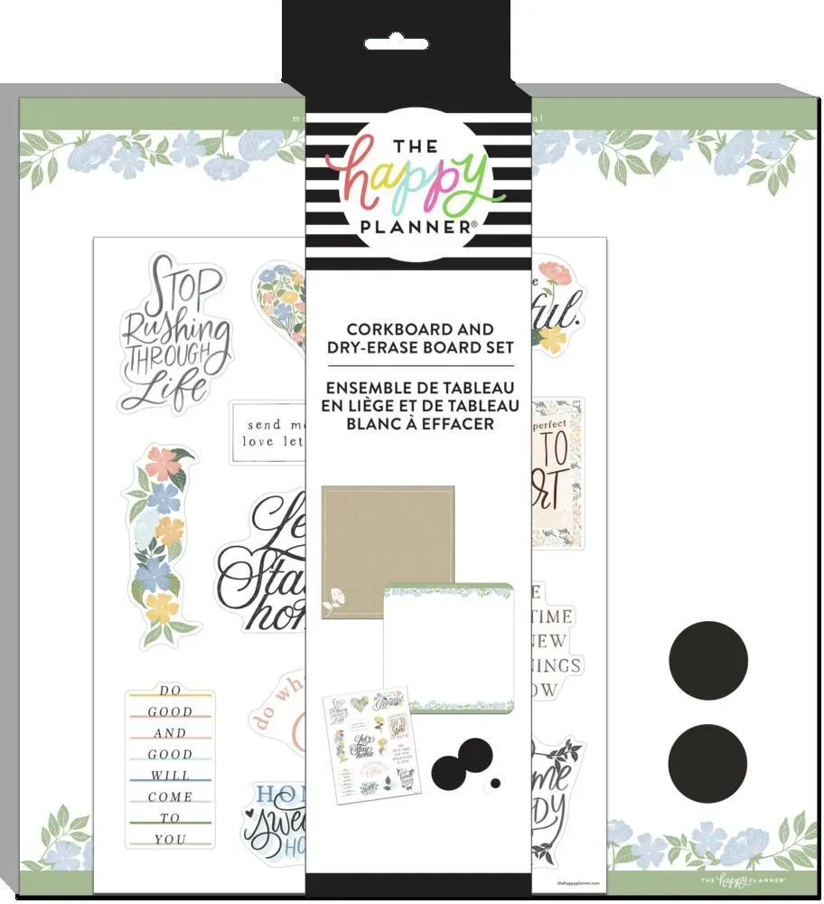 Homebody set tableaux blanc et liège 35,6 cm floral 21 pièces