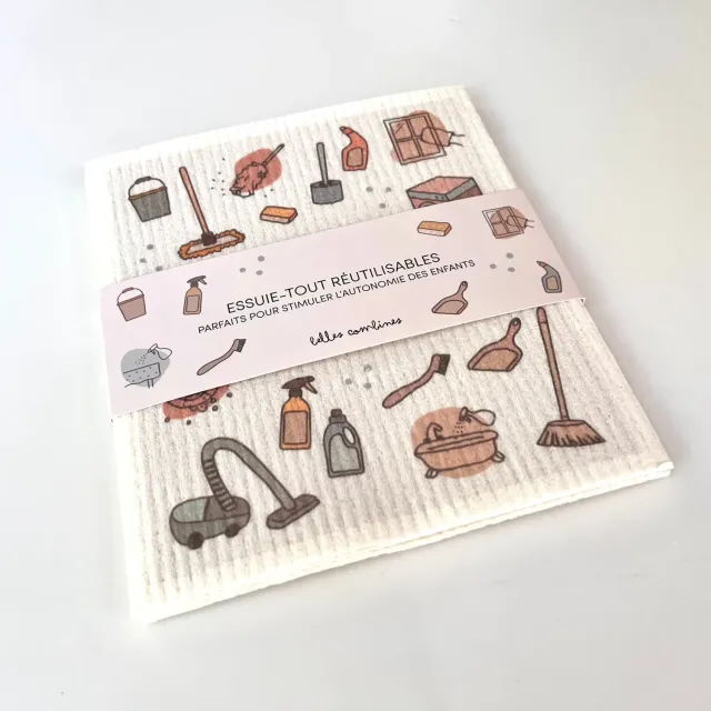 Les Belles Combines essuie-tout réutilisable 3 pièces compostable