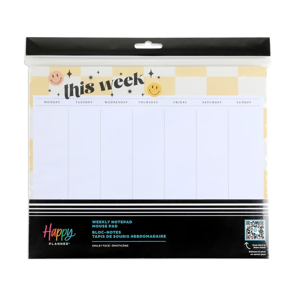 Happy Planner Smiley bloc-notes semainier tapis de souris 52 feuilles