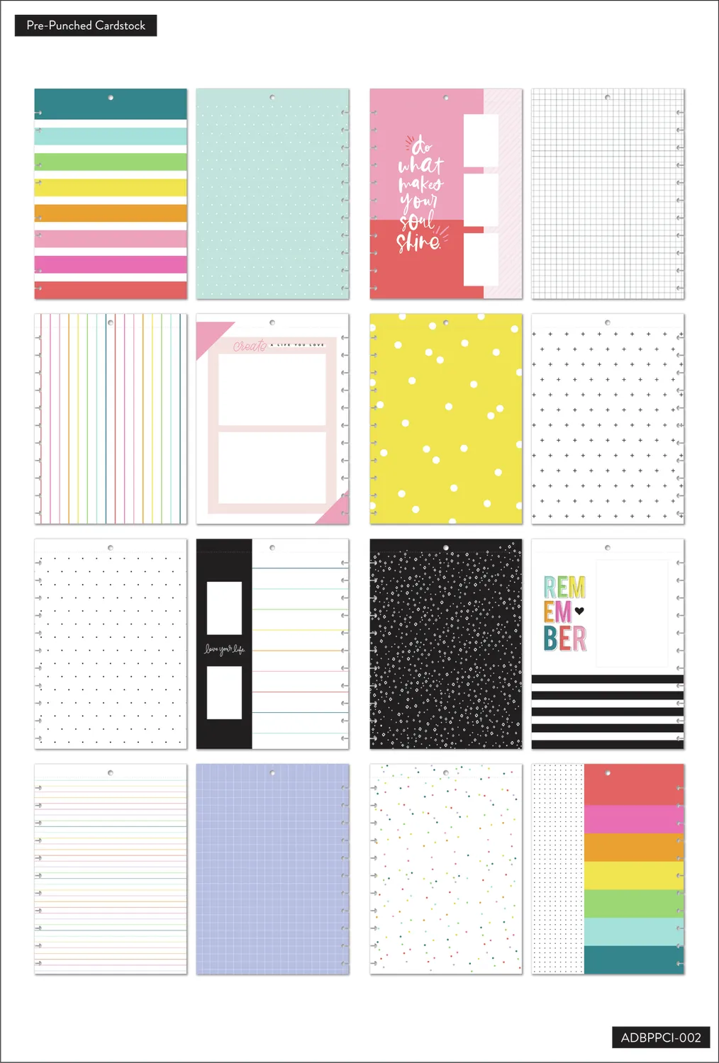 Happy Planner Brights Photo Pages Big 24 feuilles scrapbooking couleur