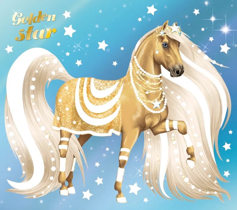 Frigobloc Ma pochette Chevaux carte à pailleter 5 cartes