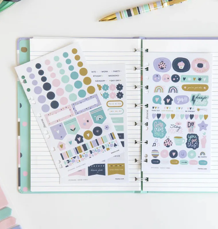 Filofax Good Vibes Stickers autocollants 6 feuilles repositionnables