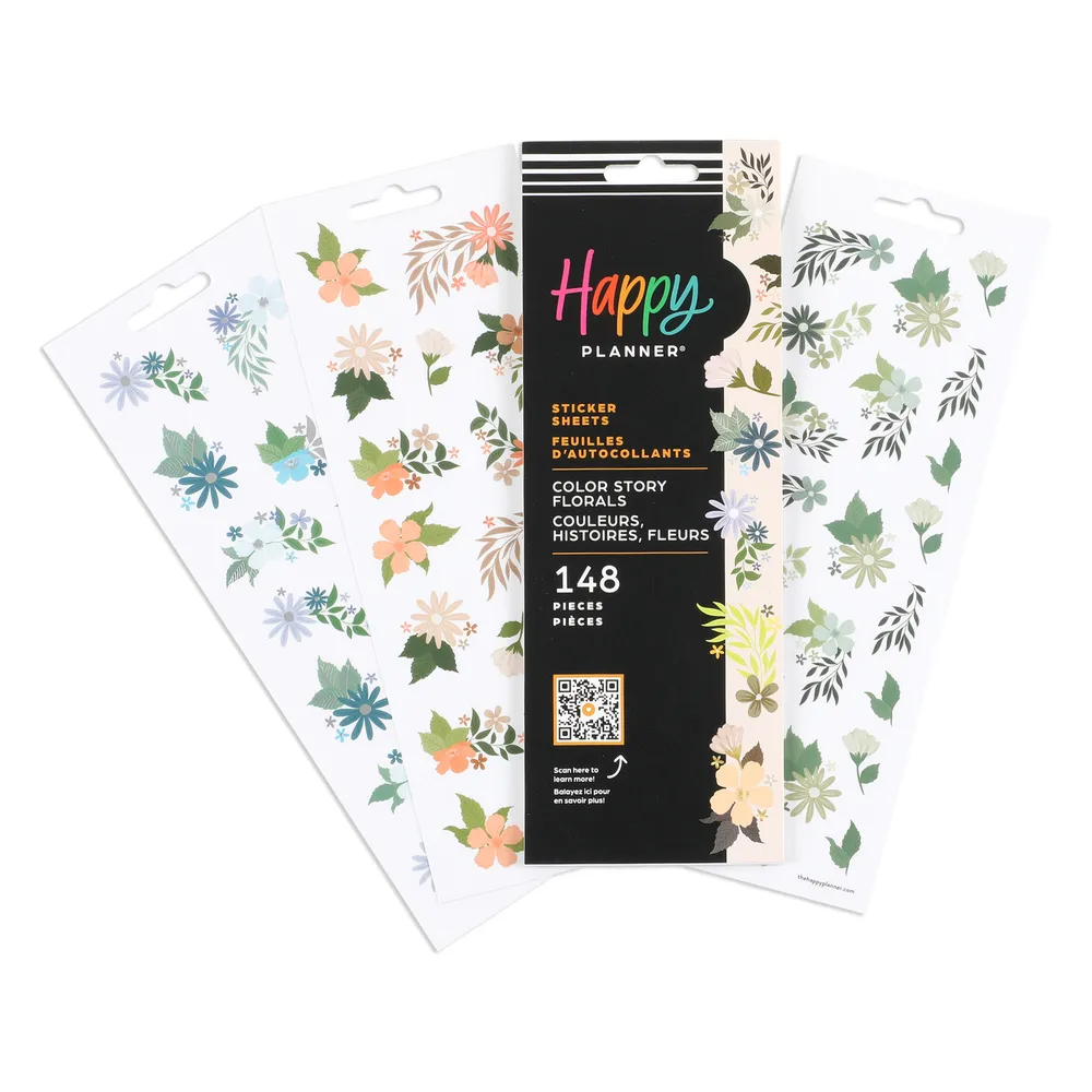 Happy Planner Floral Color Story stickers 8 feuilles floraux