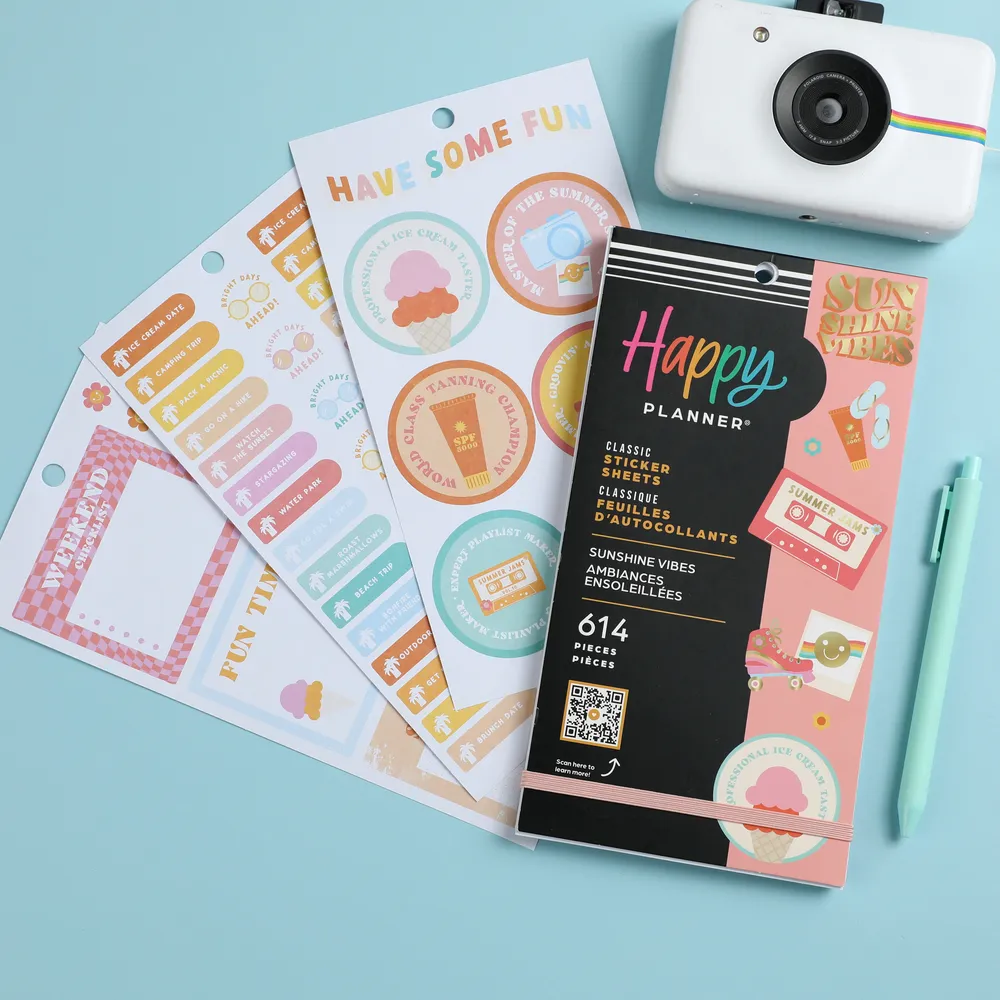 Happy Planner Sunshine Vibes stickers 614 colorés