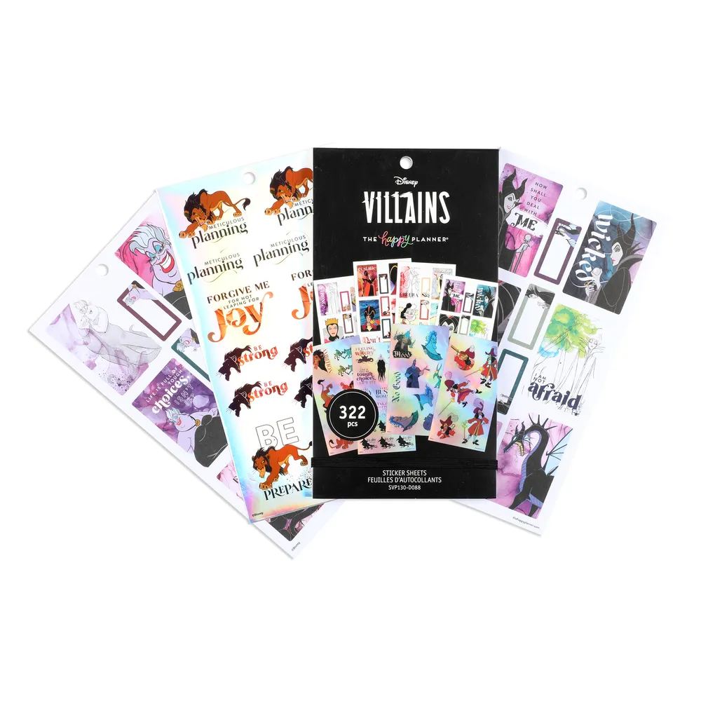 Happy Planner Disney Villains stickers 30 planches 322 pièces