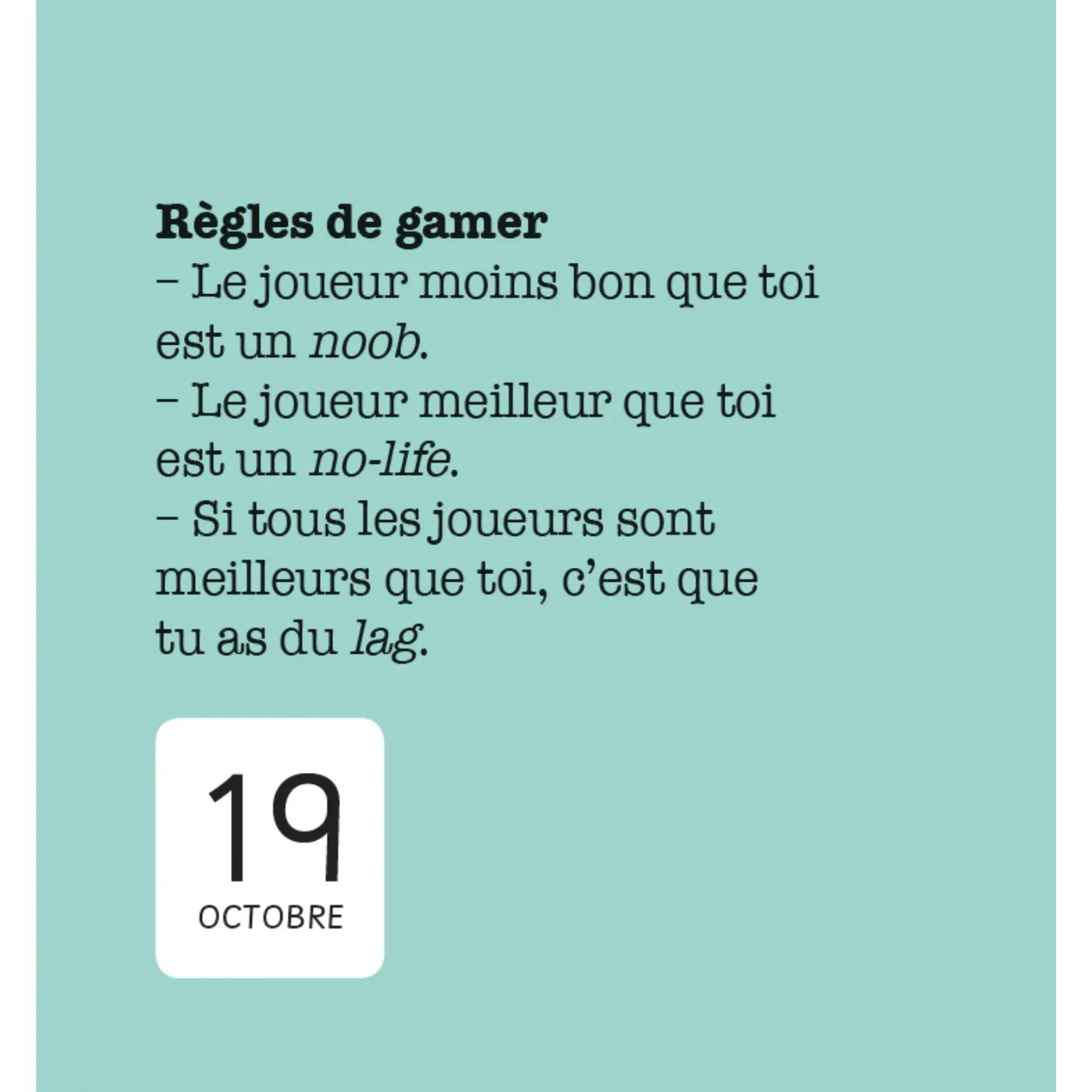 Frigobloc Mini calendrier 365 blagues de geek jeux vidéo