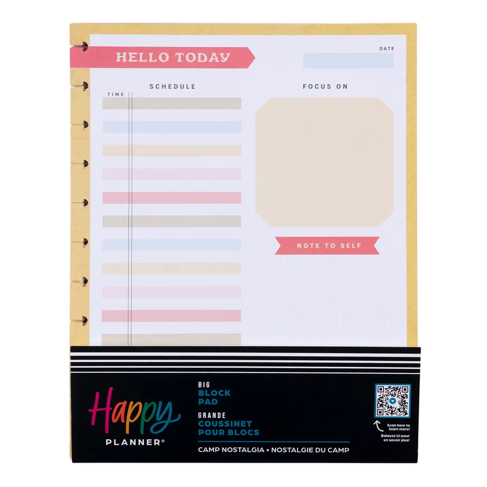 Happy Planner Camp Nostalgia bloc notes big dashboard 100 feuilles
