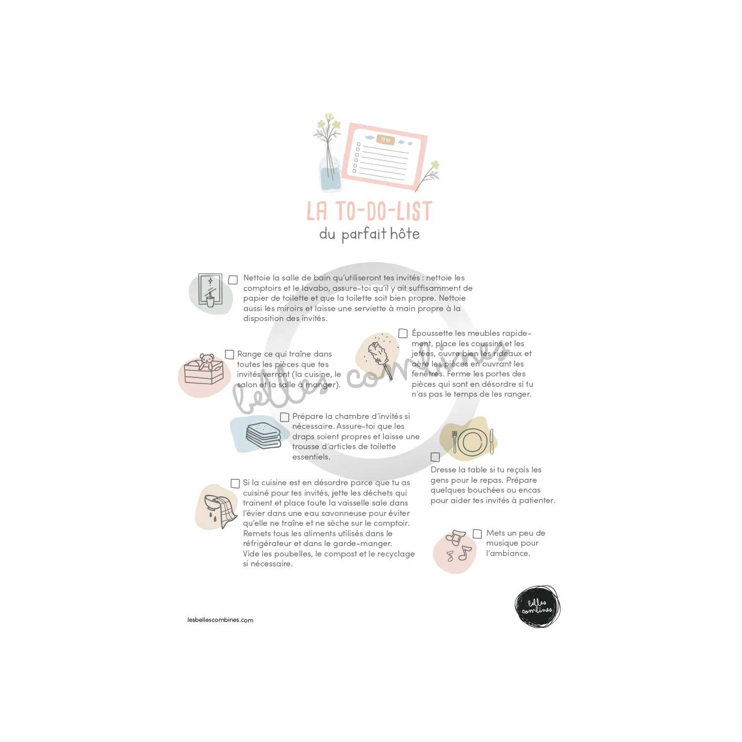 Les Belles Combines to-do list parfait hôte checklist