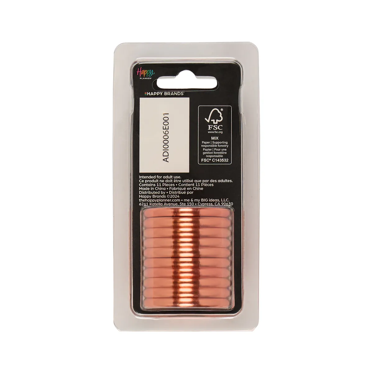 Happy Planner Coral disques métal expander corail x11