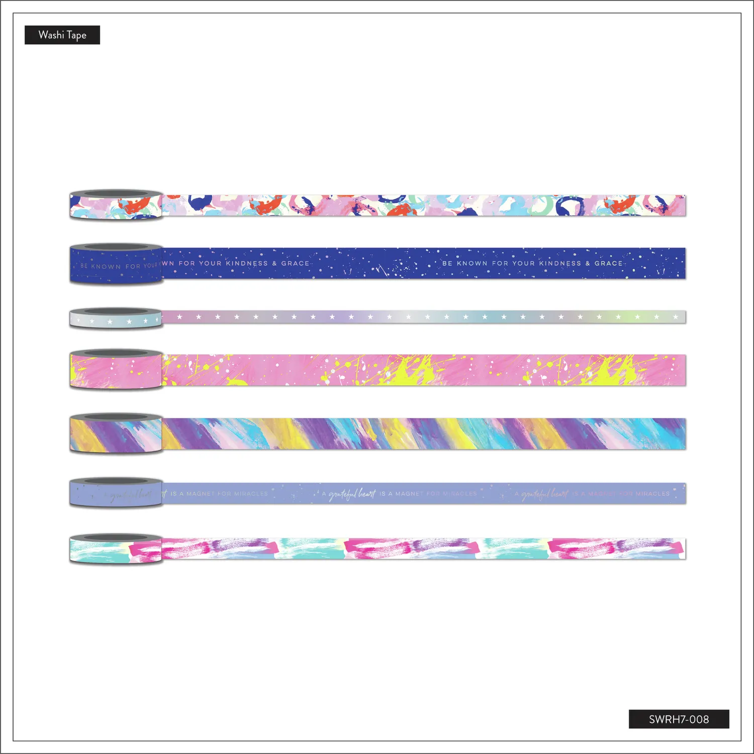 Happy Planner GracePlace washi tape 7 rouleaux cœur