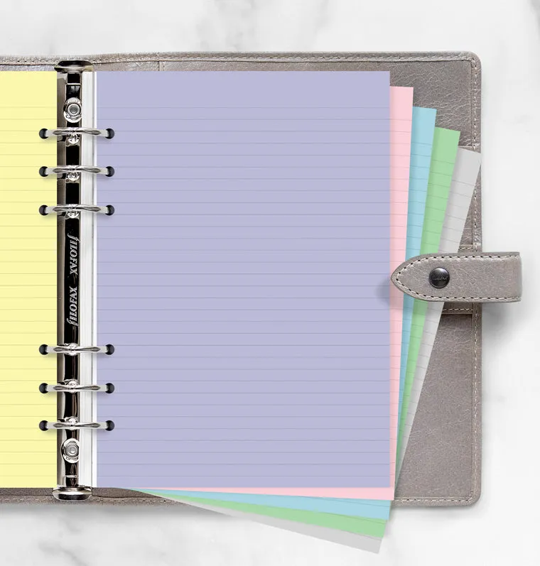 Filofax Pastels recharge papier ligné A5 feuilles pastel