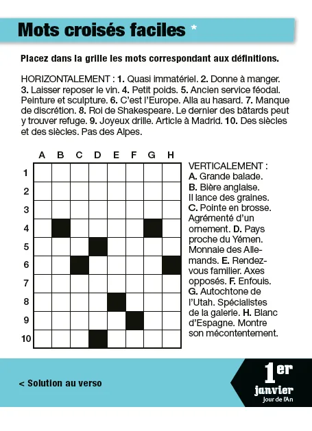 Frigobloc Mots croisés 365 jours calendrier à bloc jeux