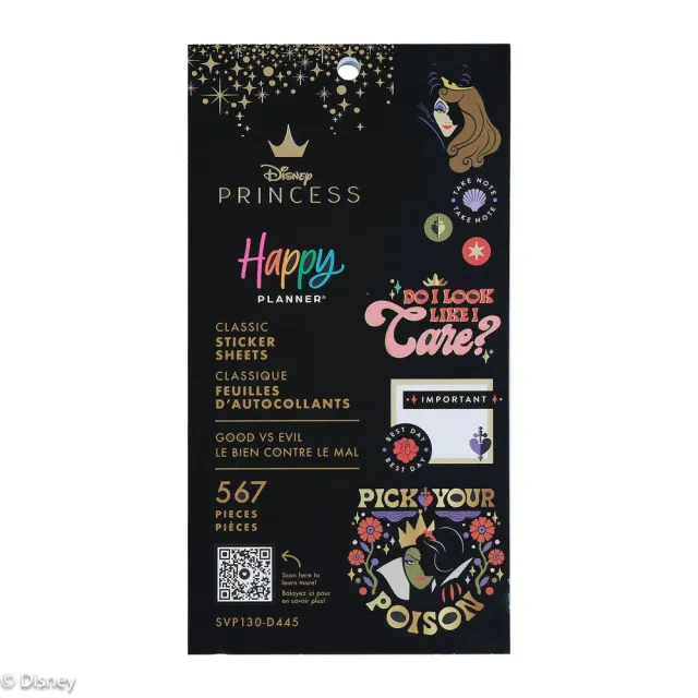 Happy Planner Disney Good vs Evil stickers Classic 30 feuilles