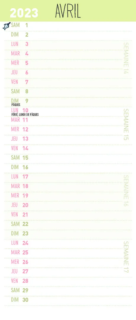 Frigobloc Mini mensuel sept 2022-août 2023 calendrier frigo