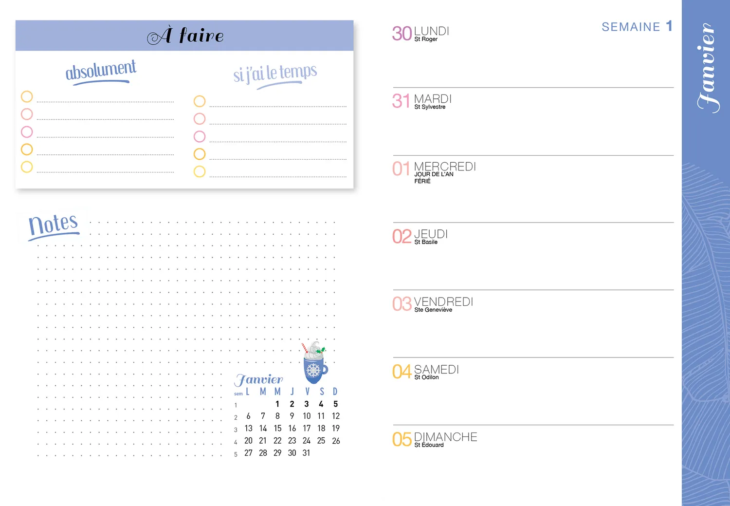 Frigobloc Famille organisée agenda de poche 2024 bleu