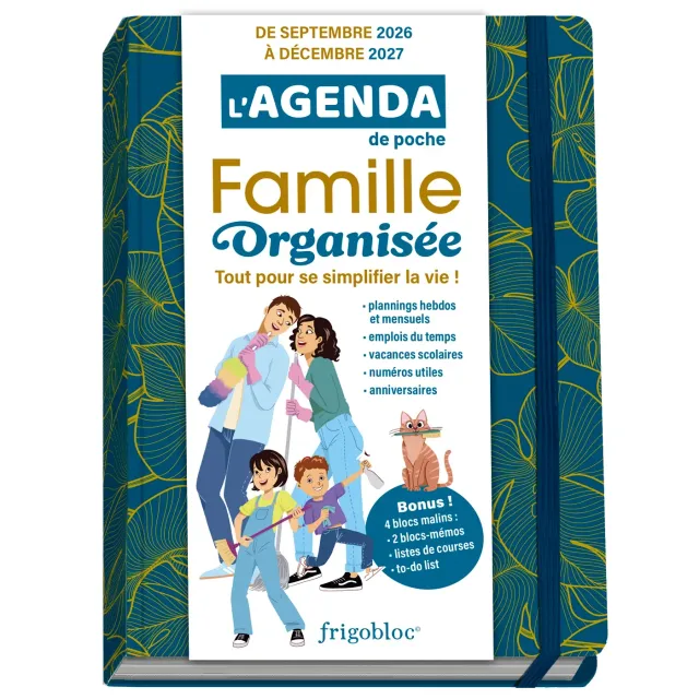 Frigobloc Agenda de poche 2027 famille bleu 16 mois