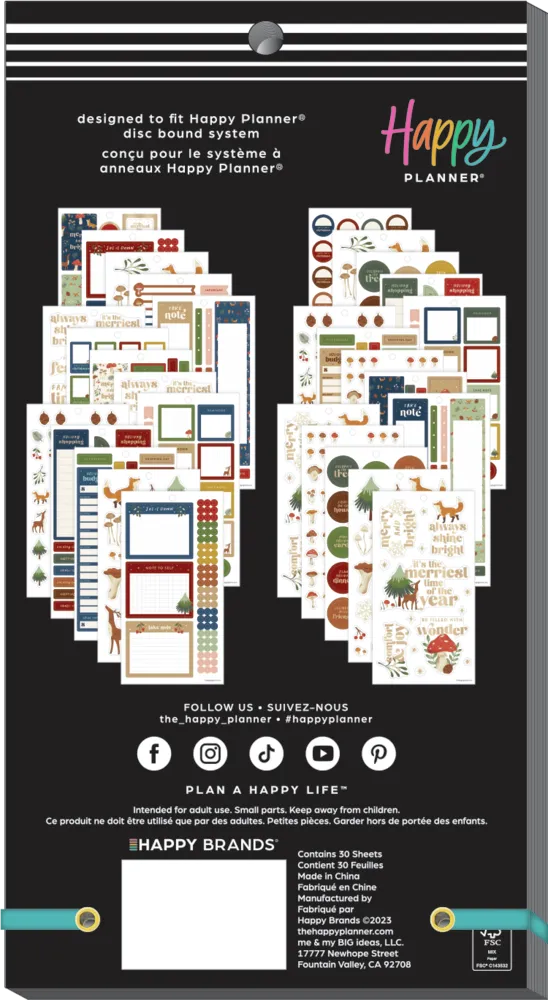Happy Planner Woodland Seasons carnet stickers Noël 737 stickers