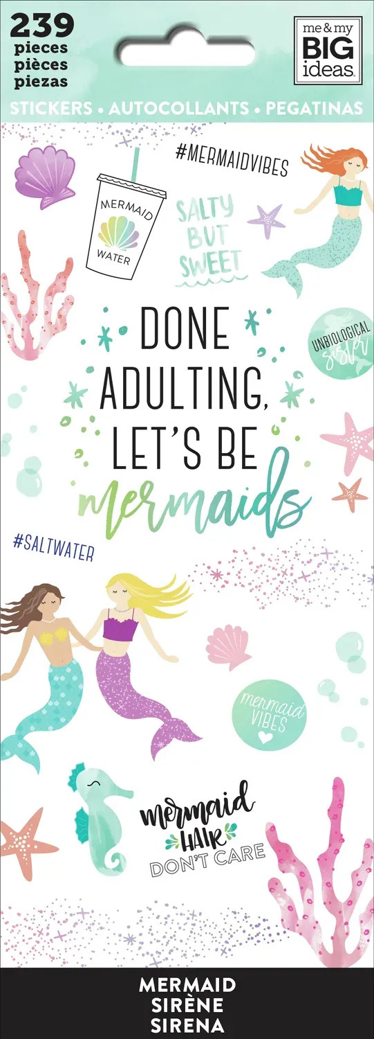 Happy Planner Let's Be Mermaids stickers 8 feuilles sirène