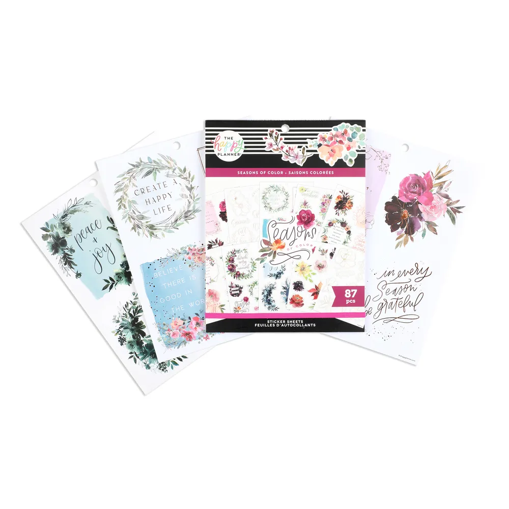 Happy Planner Seasonal Watercolor stickers grand format 87 pièces