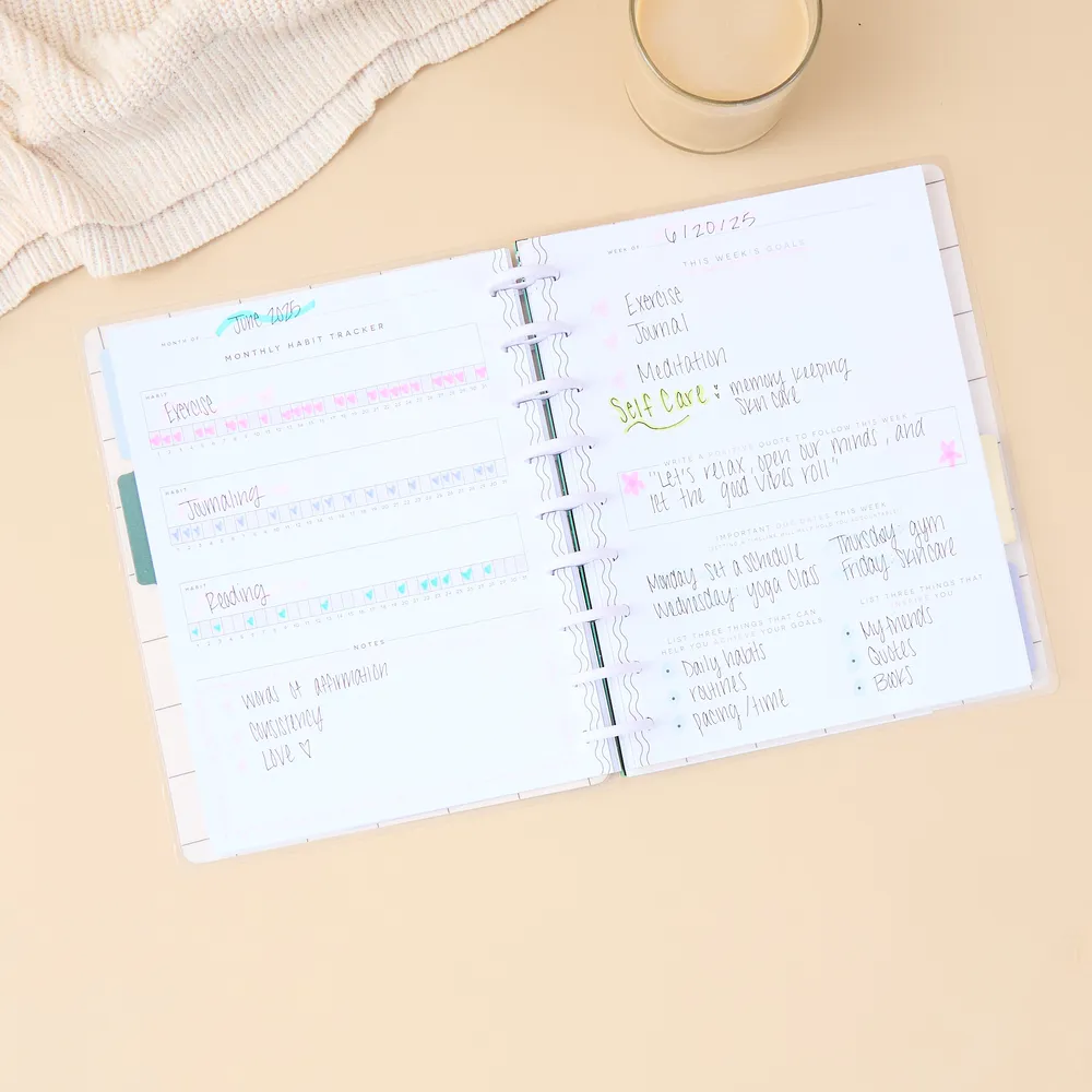 Happy Planner Mauve Moss Classic journal objectifs guidé 80 feuilles