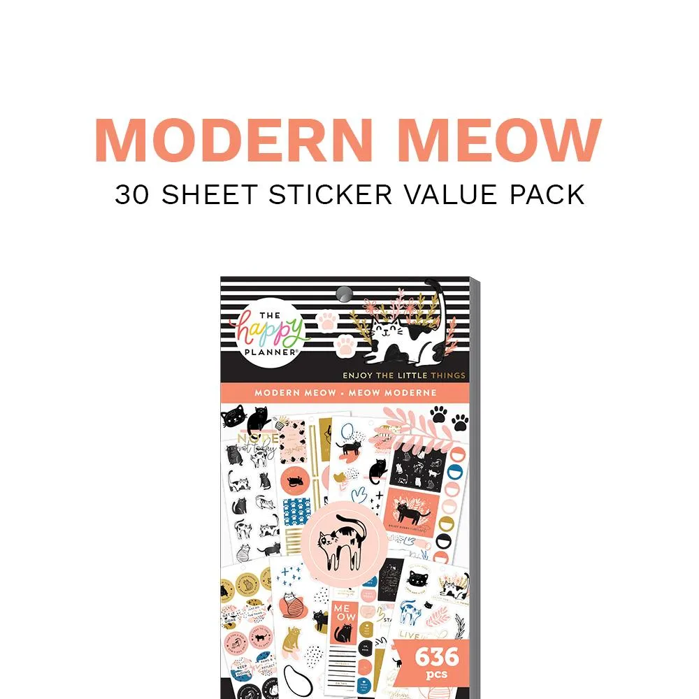 Happy Planner Modern Meow Value Pack autocollants 636 chat