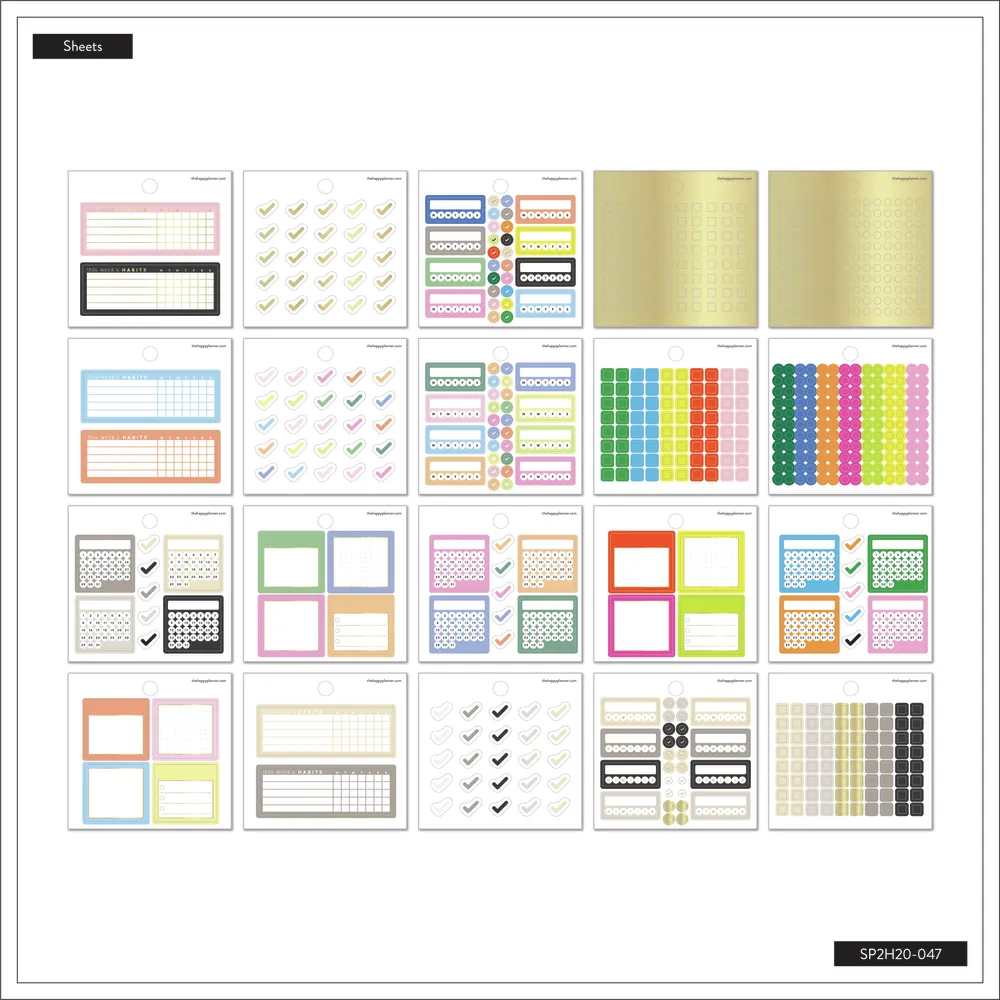 Happy Planner Journaling Trackers mini stickers 752 pièces
