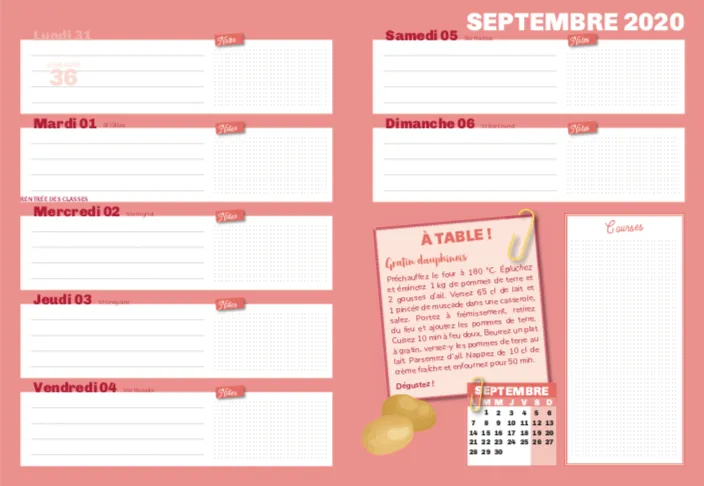 Frigobloc Agenda ultra simple agenda familial sept 2020-déc 2021