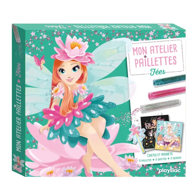 Frigobloc Mon atelier paillettes Fées coffret créatif 15 magnets