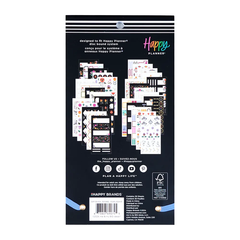 Happy Planner Radiant Garden Mini stickers fleurs 826