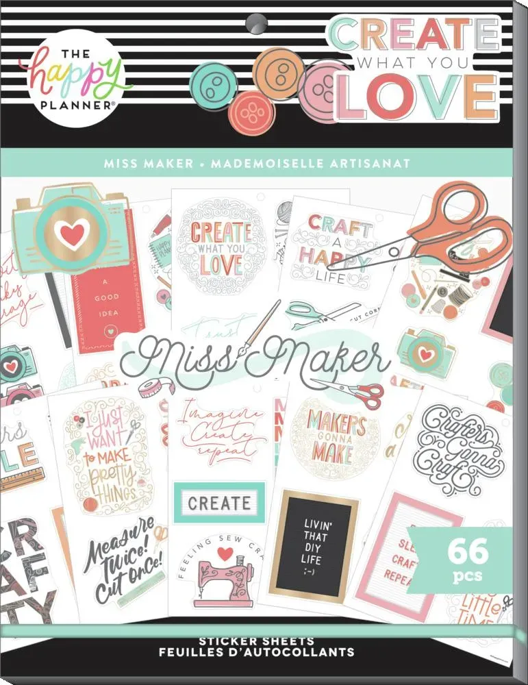 Me & my big ideas Miss Maker stickers grand format 66 pièces