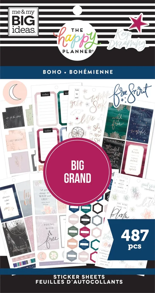 Happy Planner Boho Value Pack stickers Big 30 feuilles