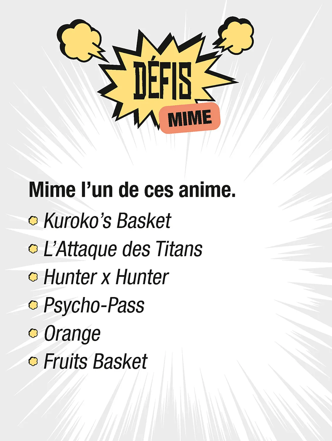 Frigobloc Boîte Quiz Manga jeu 500 questions