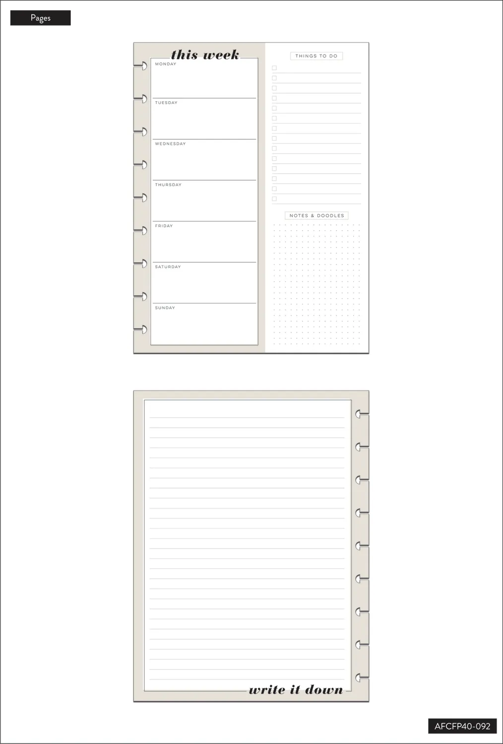 Me & my big ideas Happy Planner Perfect Plans recharge Classic 40 feuilles