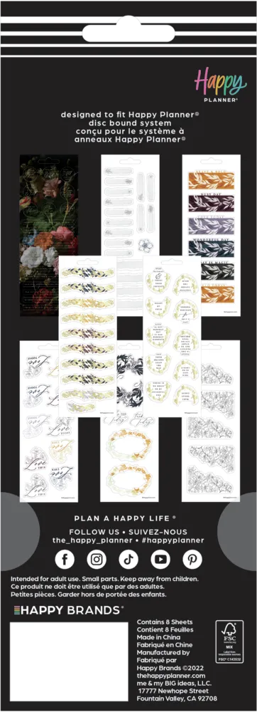 Happy Planner Bold Baroque stickers 8 feuilles 86 pièces