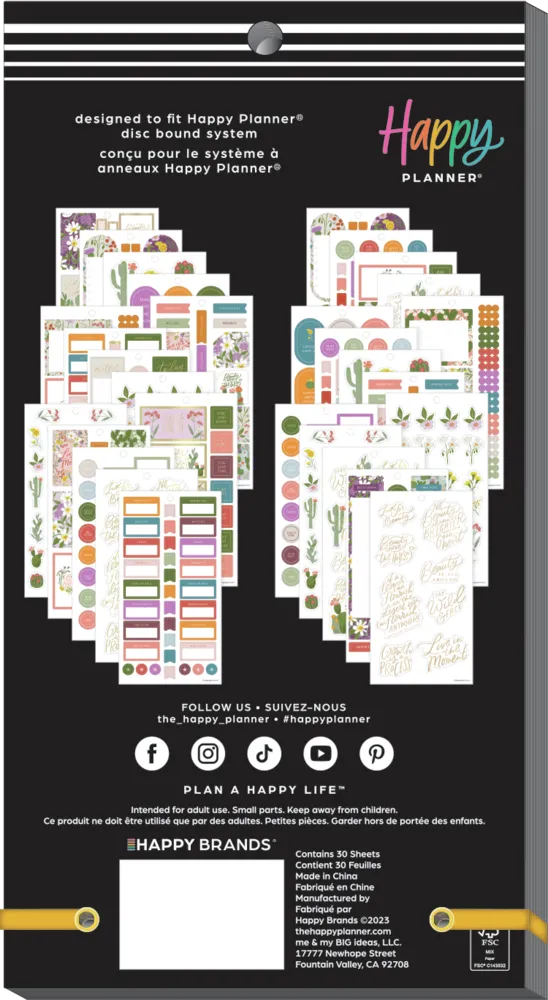 Happy Planner Superbloom stickers agenda 654 pcs fleurs doré