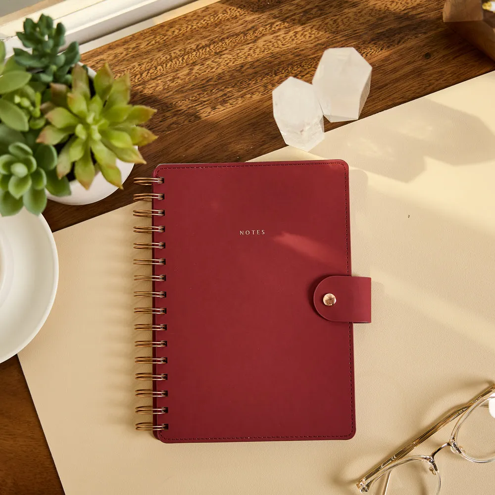 Happy Planner Citrine carnet spirale A5 bordeaux cuir vegan