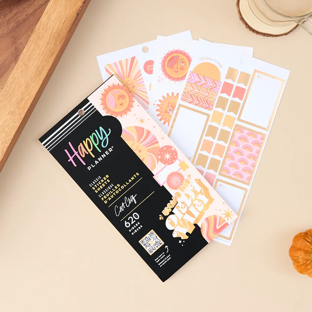 Happy Planner Cat Coq Retro Sunset stickers 30 planches