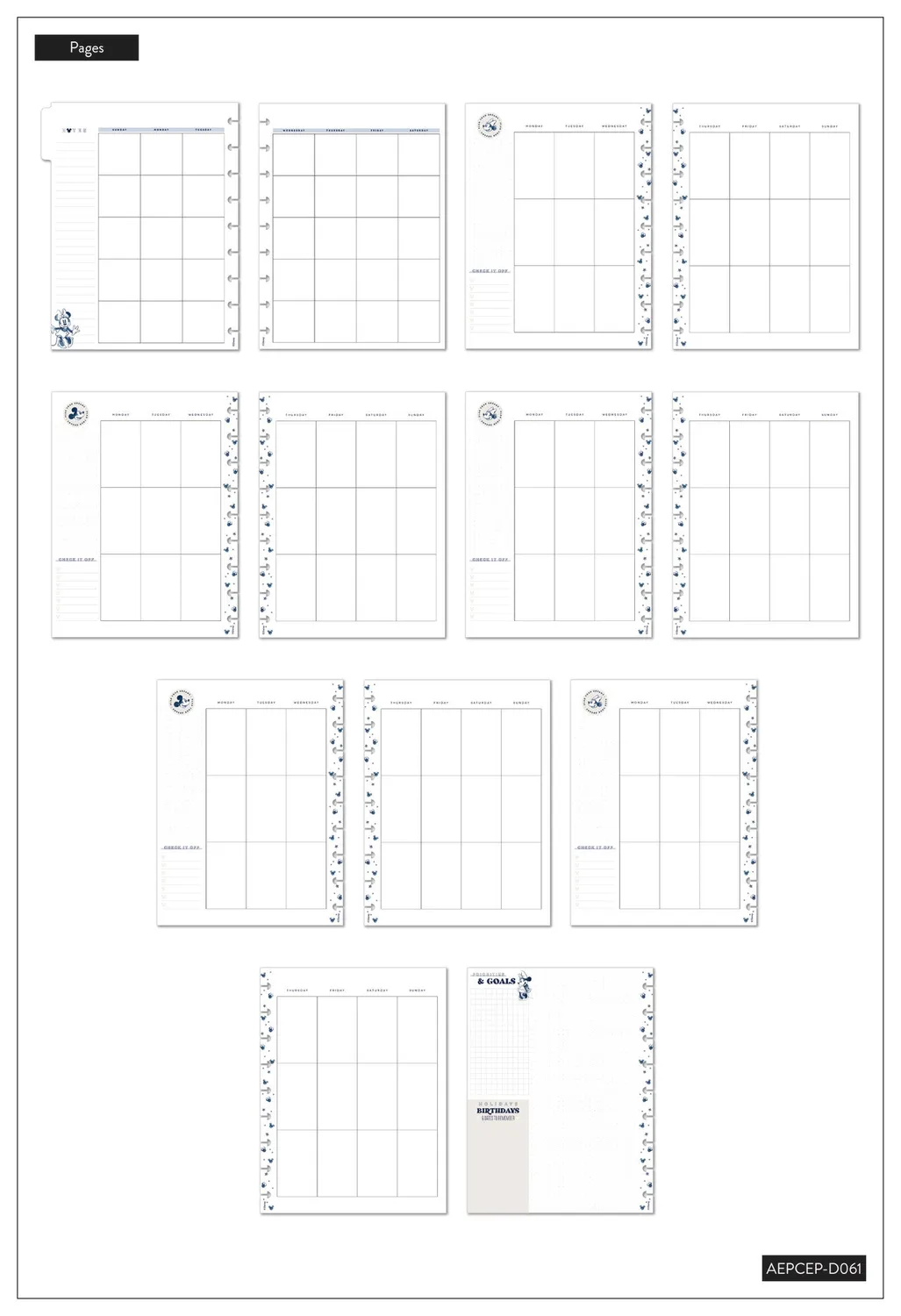 Happy Planner Disney Mickey Minnie recharge Indigo Classic 4 mois